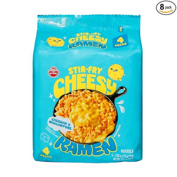 Otoki Cheesy Ramen Noodles, Mac & Cheese Meets Ramen, Cheddar & Mascarpone Flavor, Korean Instant Ramen, 3.88 oz Pack of 8