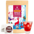 WT WEETEE Organic Hibiscus Tea Bags 100 Count, Caffeine-Free Herbal Tea for Hot & Cold Brew, 100% Pure Hibiscus Flowers, Balanced Tartness, Refreshing Iced Tea