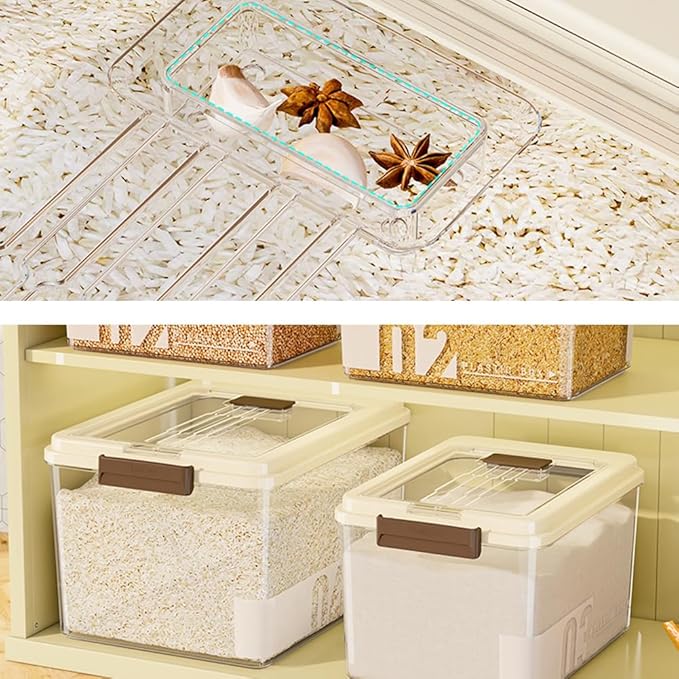 Flour Storage Container 20 lbs + 30 lbs Airtight Rice Dispenser with Lids, BPA Free, kitchen organizers for Flour, Rice, Grain, 50LBS Total