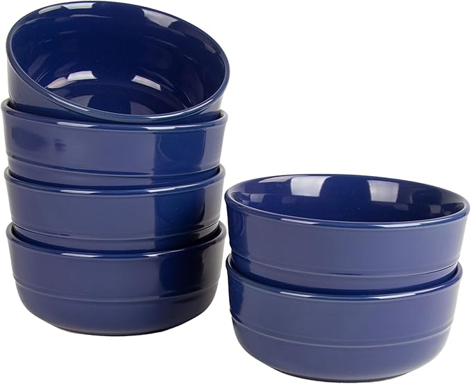 Double Line 6.25"/24 oz Cereal Bowl, Set of 6, Cobalt Blue