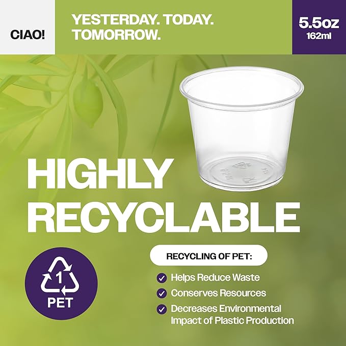 CIAO! 5.5OZ PP Clear Portion Cup, Lids Sold Separately (Case of 2,500)