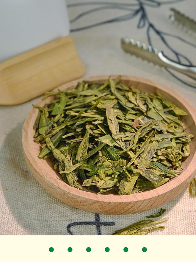 GLDNT Organic Green Tea Longjing, Premium Chinese Dragon Well Green Tea Loose Leaf, Fresh & Brisk Taste, 3.5oz/100g