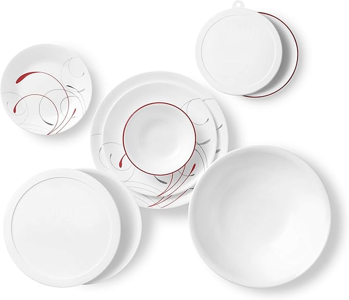 Corelle Vitrelle 78-Piece Service for 12 Dinnerware Set, Triple Layer Glass and Chip Resistant, Lightweight Round Plates and Bowls Set, Splendor