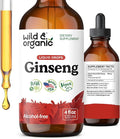 Wild & Organic Korean Panax Ginseng Extract Liquid Drops - Immune & Energy Support - Red Ginseng Root Supplement - Easy to Add to Tea - Vegan, Sugar & Alcohol-Free Tincture - 4 fl oz