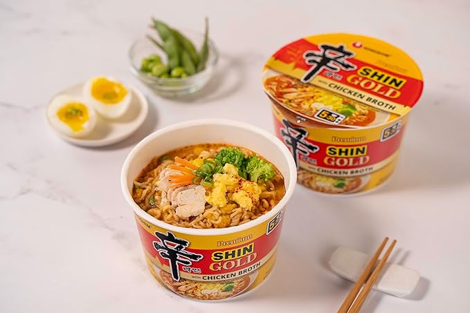 Nongshim Ramen Noodles, Gourmet Instant Ramen bowl, Premium Microwavable Noodle Soup, Shin Gold, 3.56 Ounce (Pack of 6)