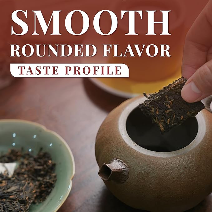 Pu-erh Tea Cake 36g | After-Meal Reset Ritual | Brew Once, Drink All Day | Smooth, Non-Stimulating Ripe Pu-erh | 6 Breakable Pieces, No Tools Needed | Ancient Tree Tea from Vietnam | Chill Cham Grounded