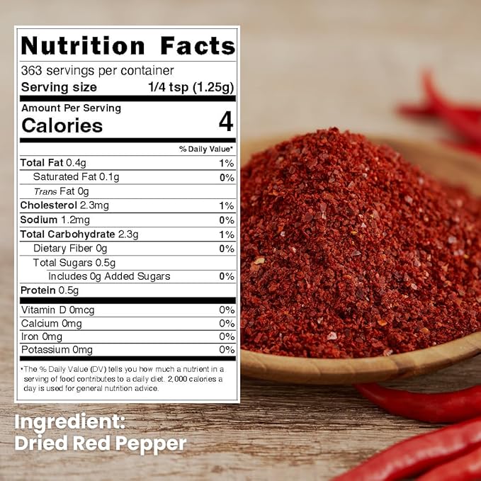 Korean Gochugaru Red Pepper Flakes, 1 LB – Sun-Dried Coarse Chili Powder for Kimchi, Jjigae, Korean BBQ & Stir-Fry – 100% Pure, No Additives, Mild-to-Medium Heat (4,500–10,000 SHU) – Resealable Pouch