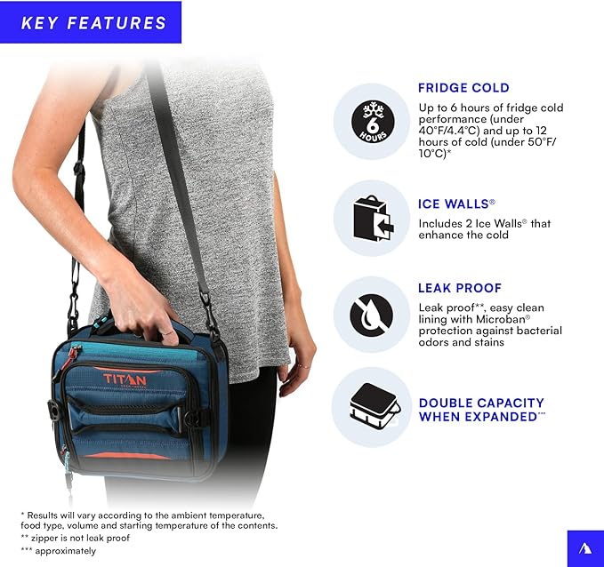 Titan High Performance Fridge Cold Expandable Insulated Lunch Box - Blue