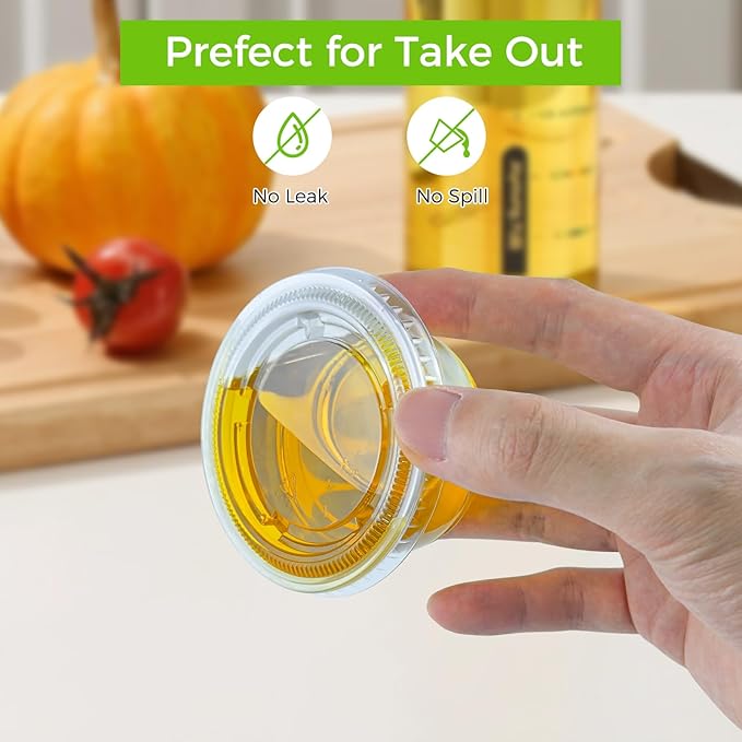 Dealusy 360 Set 4 oz Jello Shot Cups with Lids, Sturdy & Food Safe Disposable Plastic Portion Condiment Dipping Sauce Cups, Small Containers for Salad Dressing