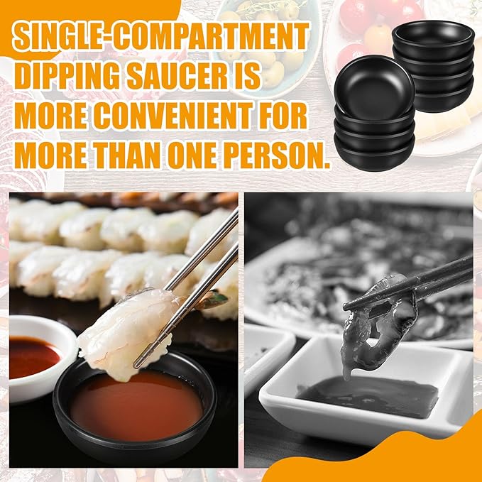12 Pcs Dip Bowls Set 1.7oz Sauce Soy Dishes Bowls Small for Dipping Tomato Sauce, Soy, BBQ and Other Party Supplies(Black)