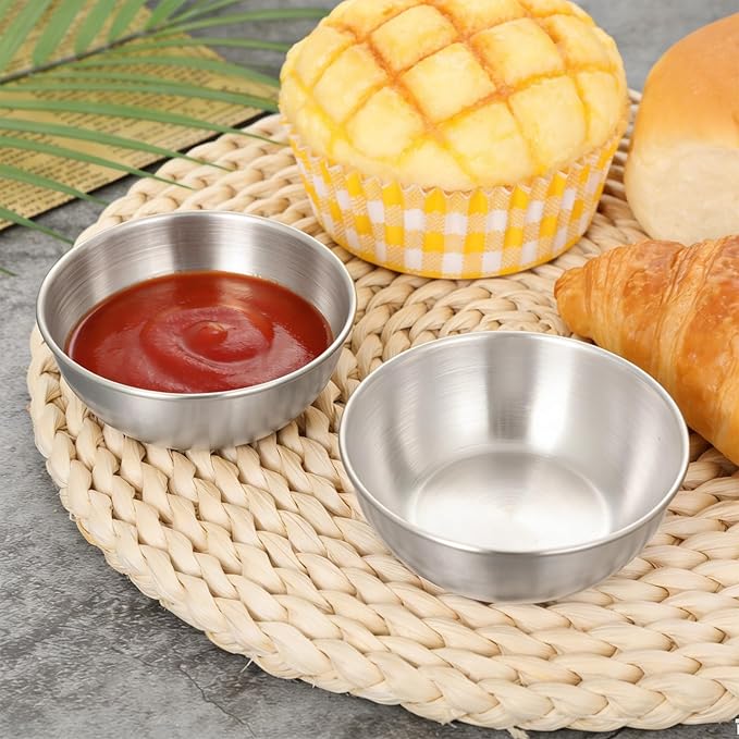 6 Pack Small Stainless Steel Bowl Mini Stainless Steel Bowls Sauce Dishes Metal Dipping Bowls for Side Dishes, Appetizer, Dips, Sushi, Snacks, Dishwasher Safe, Silver