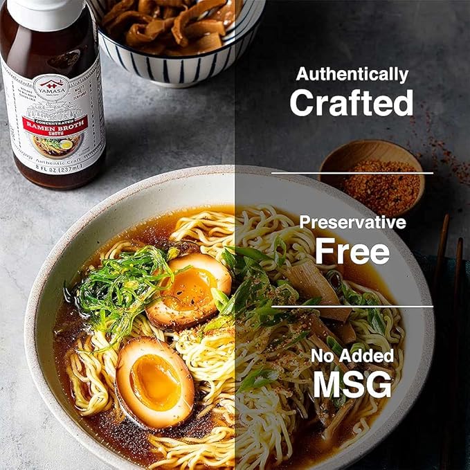 Yamasa, Artisanal Shoyu Ramen Broth Concentrate, Serves 8 Bowls, Gluten Free, No MSG Added, Certified in the Japanese Tradition, 8oz