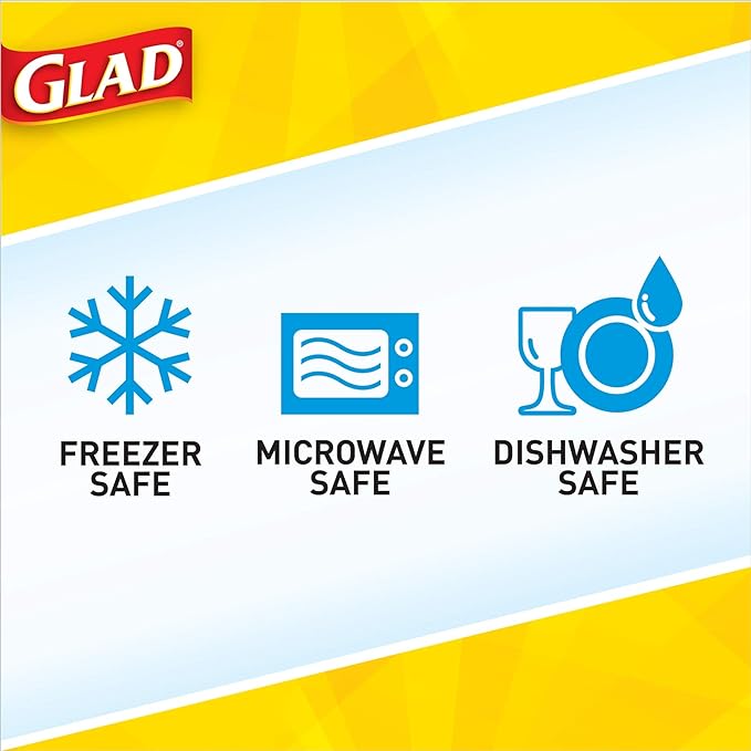 Glad GladWare Big Bowl Food Storage Containers with Lids, Large Round No BPA Plastic Containers for Soups, Salads, and Meal Prep, Lock Tight Seal, Microwave Dishwasher Safe, 48 Oz, 3 Count
