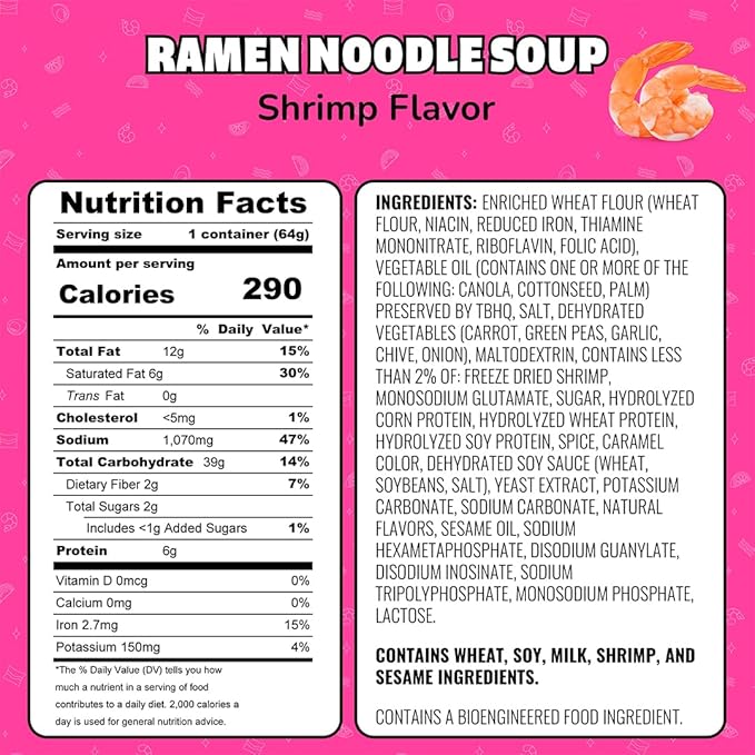 Maruchan Instant Lunch Ramen Noodles, Shrimp Flavor – Japanese-Style Instant Noodle Soup, Easy Meal Ready in 3 Minutes – 2.25 Oz. (12 Pack)