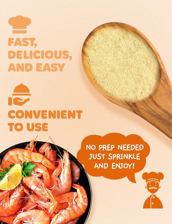 NICE WITCH'S Korean 100% Pure Natural Seasoning 8oz / 227g - Shrimp Powder, MSG Free, Authentic Thai & Southeast Asian Flavor, Pad Thai, Tom Yum Goong, Khao Pad 새우분말 (Shrimp)