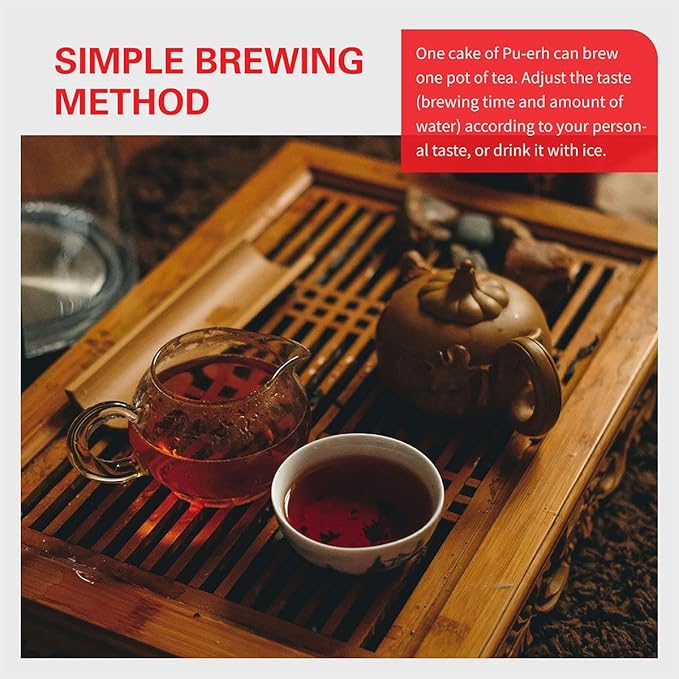 WT WEETEE Organic Pu-erh Tea, Organic Ripe Puerh Tea Mini Tea Cake with Glutinous Rice Fragrant, Chinese Aged Pu'erh Loose Leaf (3.5 Ounce/ 20 Cakes)