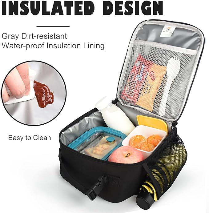 CaCTOUR Lunch Box for Men Women Adult,Premium Insulated Lunch Bag,Portable Small LunchBox for School Work Picnic (Black)