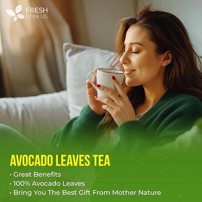 FreshDrinkUS, 120 Avocado Leaves - Loose Leaf - Premium Avocado Leaf Herbal Tea, Caffeine Free Botanical Tea Leaves for Hot or Iced Tea – Natural, Aromatic & Fresh Avocado Leaves