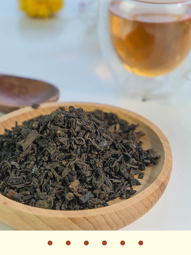 GLDNT Organic Pu-erh Tea, Yunnan Ripe Pu'erh Tea Loose Leaf, Fermented Dark Tea, Bold & Smooth Flavor, Caffeinated, 16oz