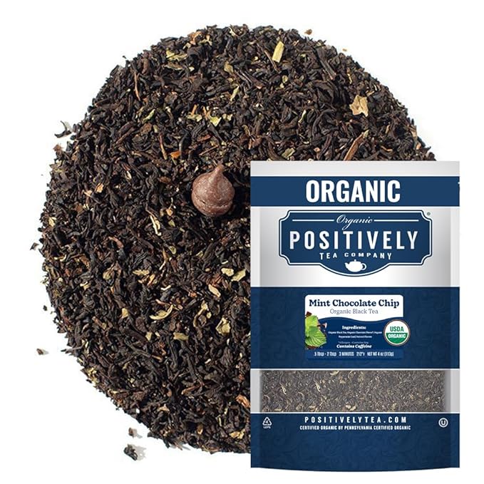 Organic Positively Tea Company, Mint Chocolate Chip, Black Tea, Loose Leaf, 4 Ounce