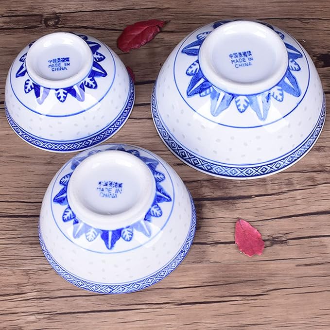 Ceramic Ramen Noodle Bowls, Blue and White Porcelain Chinese Retro Dessert, Soup, Cereal, Rice, Udon, Asian Noodles Bowl,8in,2PCS