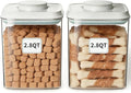 Ankou 2 Pack Airtight Dog Food Storage Containers, 2.8 QT Each, One-Touch Pop Lids, BPA-Free | Clear Stackable Canisters for Pet Food & Cat Treats