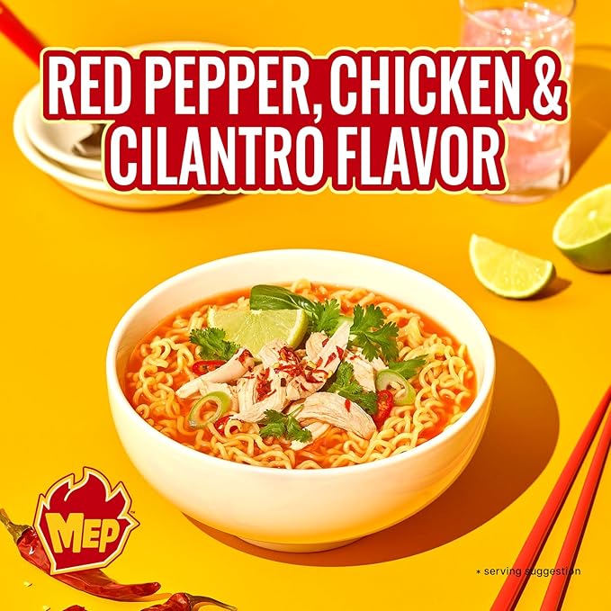Samyang MEP Chicken Cilantro Ramen, Spicy Korean Instant Noodle, ENHYPEN Pick, Red Pepper Bone Broth, Lime Freshness Ramyeon (Pack of 4 bags)