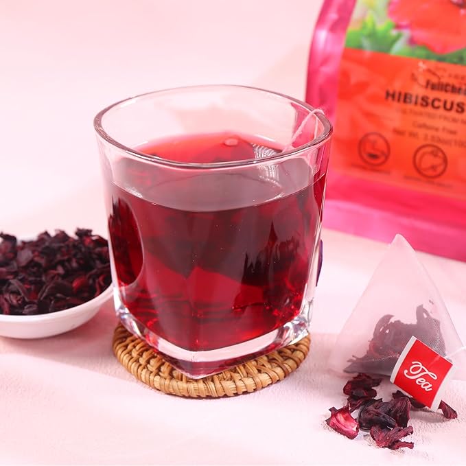 FullChea - Hibiscus Tea Bags, 50 Teabags, 2g/bag - Premium Hibiscus Flower Tea Bag - Cultivated From Nigeria - Non-GMO - Caffeine-free - Rich in Antioxidants & Support Digestion (Pack of 2)