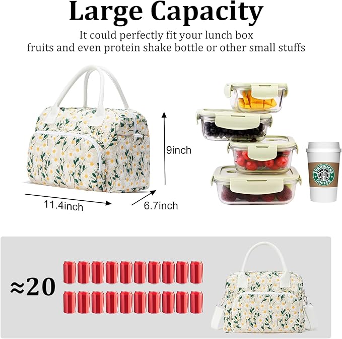 MEXS Insulated Lunch Bag for Women Men Large Reusable Lunch Box Adult Leakproof Portable Cooler Tote Bags for Work Picnic