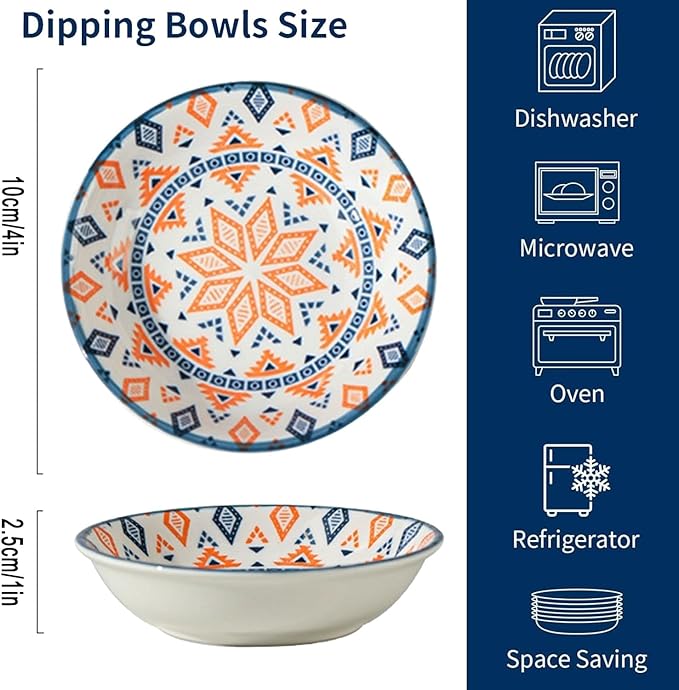 6PCS Ceramic Dipping Bowls,Small Bowl,Soy Sauce Dish Dipping Sauce Bowl,Sauce Plates Tiny Bowls for Condiments Sushi Dishes Soy Sauces Ketchup Snack Side Dishes Set of 6