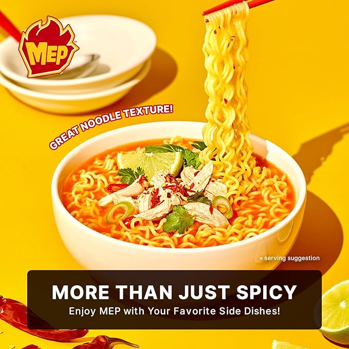 Samyang MEP Chicken Cilantro Ramen, Spicy Korean Instant Noodle, ENHYPEN Pick, Red Pepper Bone Broth, Lime Freshness Ramyeon (Pack of 4 bags)