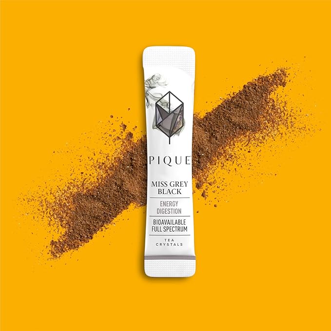Pique Organic Miss Grey Tea Crystals - Caffeinated Earl Grey Black Tea with Bergamot for Energy, Prebiotic Polyphenols Support Healthy Metabolism, Immunity - 14 Single Serve Sticks (Pack of 1)