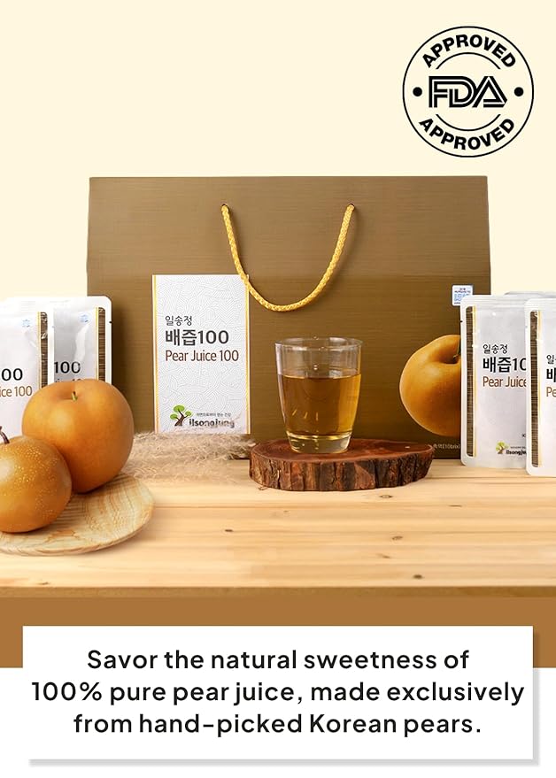 Korean Food ILSONGJUNG 100% Pure Korean Pear Juice – No Added Sugar, Healthy Fruit Drink, 3.04 FL OZ (90ml) x 30 Pack, Made in Korea, Healthy Gift Drink, 배즙
