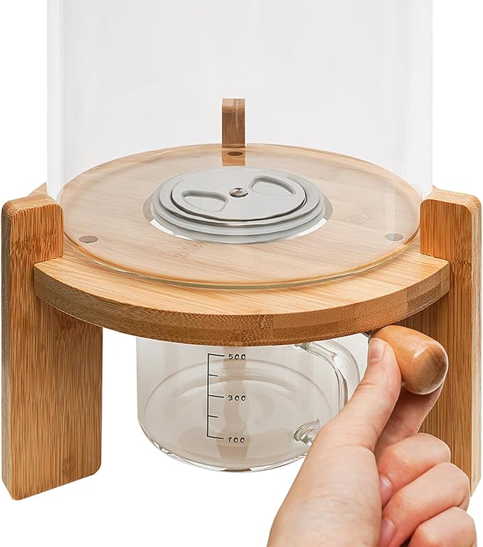 Glass Rice Dispenser, Grain Dispensers Clear Dry Food Storage Container, Flour Cereal Rice Storage Box With Sealed Lid And Measuring Cup For Storing Sugar/Coffee Beans/Oats/Kitchen Food