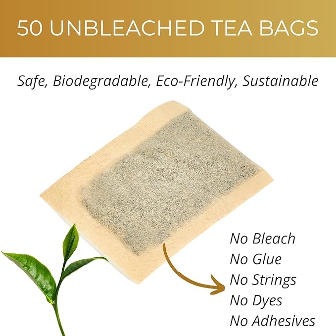 Organic Oolong Tea Bags, 50 Count, Unbleached, ECO-Conscious Chinese Oolong Tea, VitalForest High Mountain Tea Tie Guan Yin, Non-GMO, Container Pack for Gift Set
