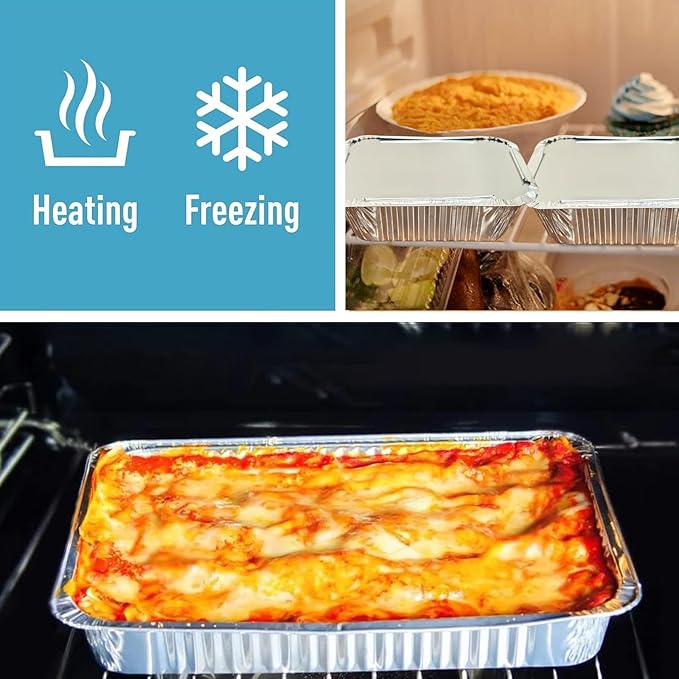25 Pack Disposable Aluminum Pans with Lids, 2.25LB Capacity Tin Foil Pans, 8.5”x 6" Takeout Pans for Cooking, Baking, Heating, Storing