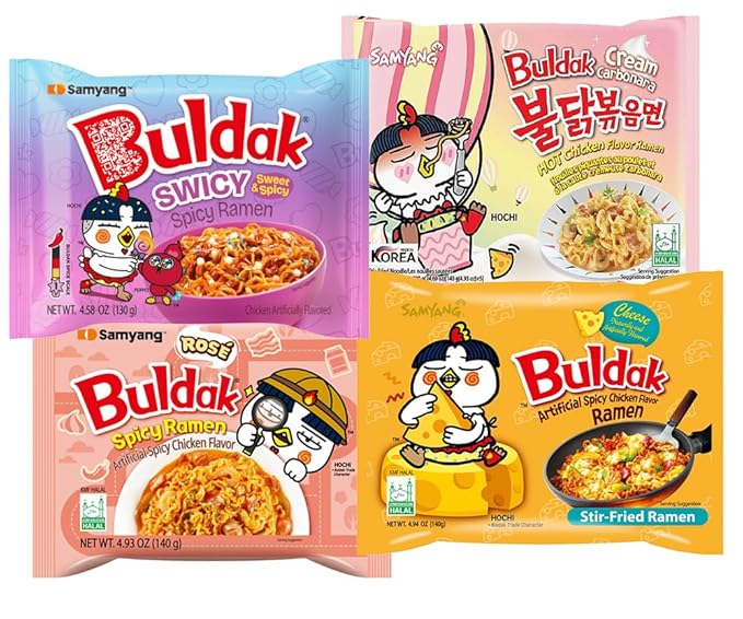 Samyang Spicy Hot Chicken Ramen 11 Flavor Variety Pack - FREE Chopsticks - Korean Buldak Ramen Noodles (11 Pack)