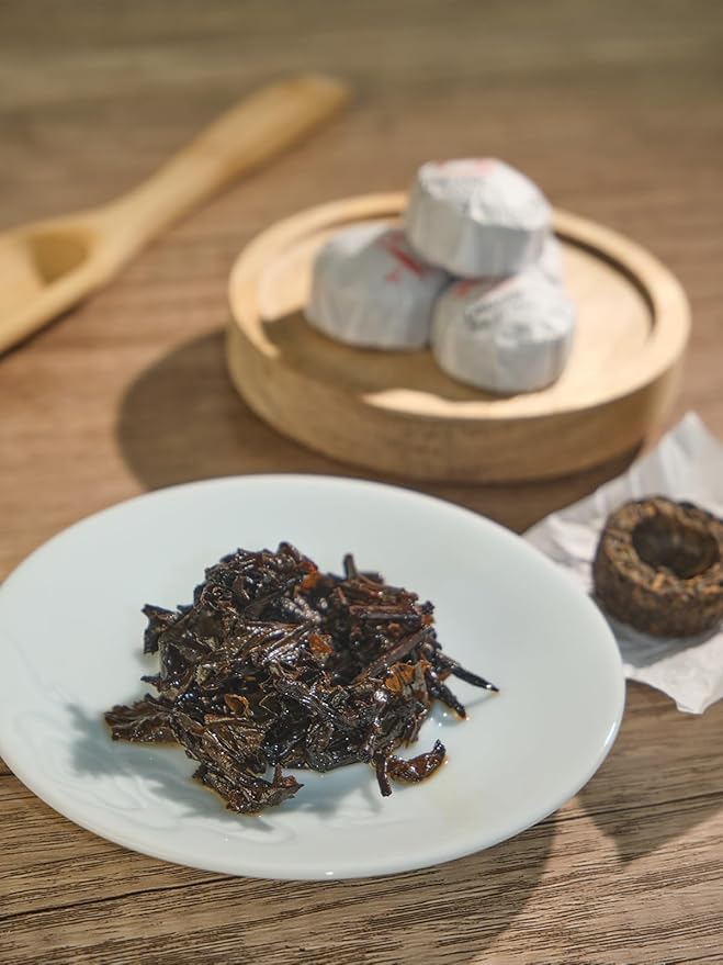 GLDNT Organic Pu-erh Tea, 20 Count Organic Puerh Mini Cakes, Glutinous Rice Aroma, Smooth & Mellow Flavor, Caffeinated, 3.5oz
