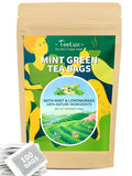 TeeLux Mint Green Tea Bags, Green Tea with Peppermint, Spearmint and Lemongrass, Caffeinated, 100% Real and Natural, 100 Count