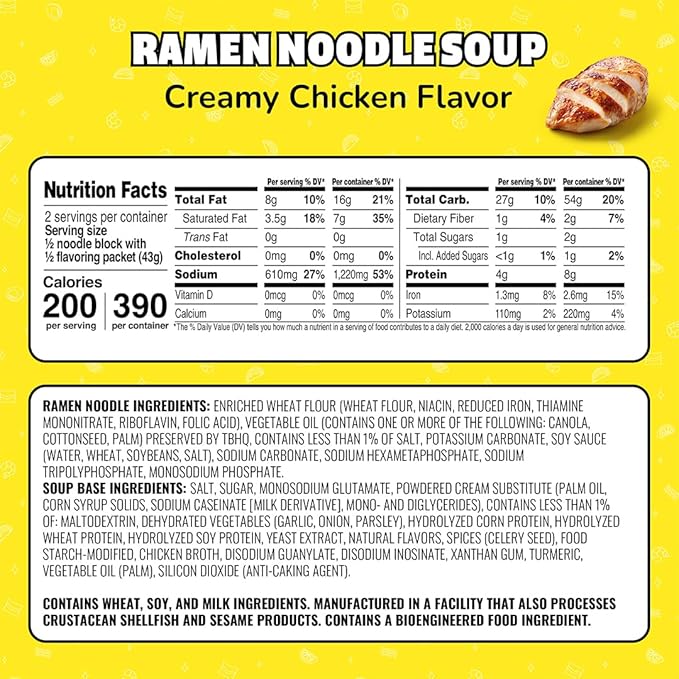 Maruchan Ramen Noodle Soup, Creamy Chicken Flavor – Japanese-Style Instant Noodles, Quick & Easy Meal for Students & Busy Families – 3 Oz. (24 Pack)