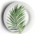 IQCWOOD Fine Bone China 8" Salad Plate with Leaf Pattern, 6-Piece Dessert Appetizer Flat Plates, Modern Round Plate, Microwave & Dishwasher Safe
