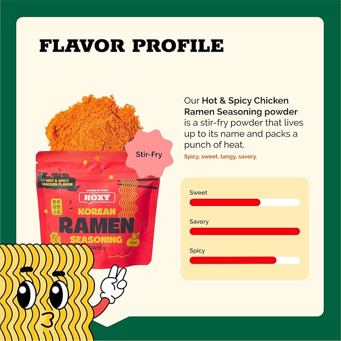 HOXY Journey of Korea "Korean Ramen Seasoning" | Gluten Free, Vegan | Finest Ramen Seasoning Powder | 5.3oz (HOT & SPICY CHICKEN, Pack of 3)