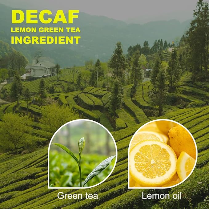 WT WEETEE Decaf Green Tea with Lemon Flavor, Decaffeinated Lemon Green Tea Bags 100 Count, Refreshing & Soothing, Super Antioxidant, Drink Whole Day