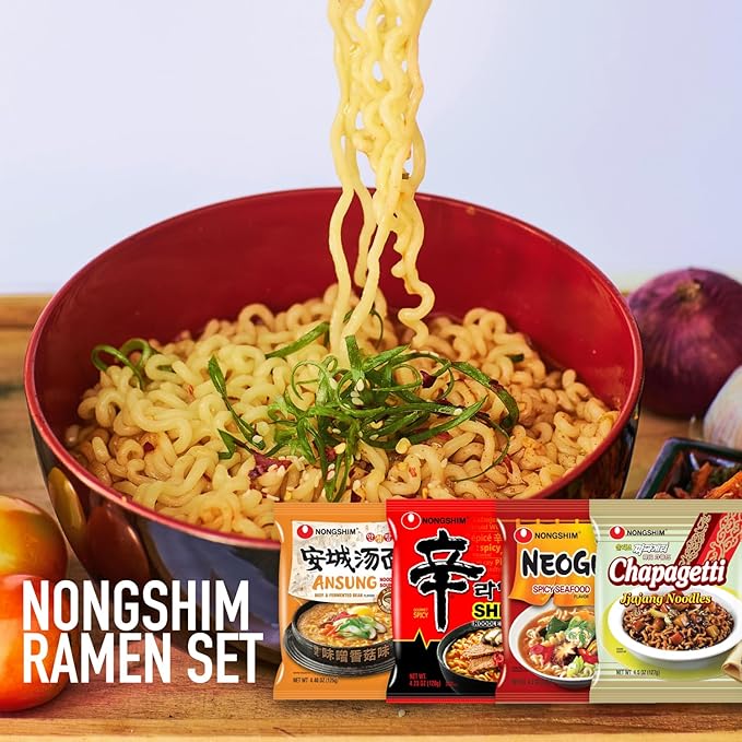Journey of Asia "4 Nongshim Ramen Combo" Soon, Neoguri Mild, Mupama, Shin Ramen Kpop Demon Hunters | Gift for College Students and Adults | Korean Noodle Challenge