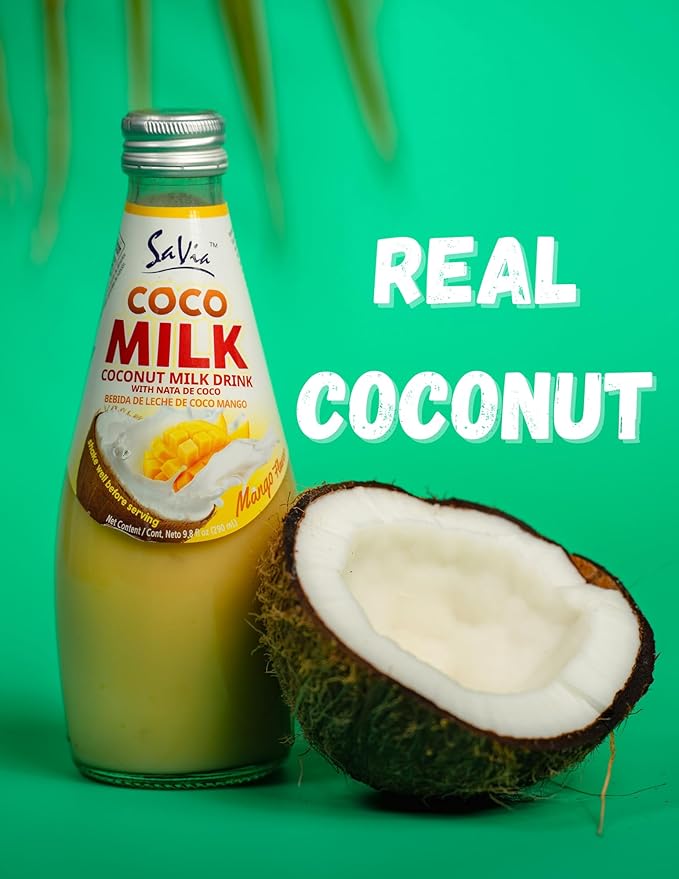 Savia - Coconut Milk Drink, Quality Coconut-Based Beverage, Made with Real Coconut Pulp & Natural, Delicious & Refreshing, Vegetarian, Gluten-Free(9.8oz, 12-Pack) (Mango)