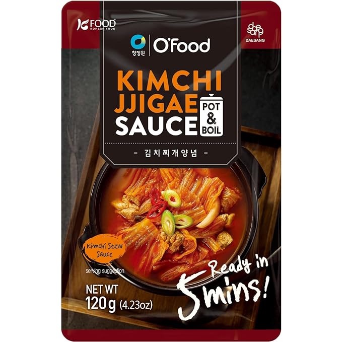 Korean Food O'Food Kimchi Jjigae Sauce – Spicy Kimchi Stew Base, Easy 5-Minute Cook Korean Soup Broth, Authentic Korean Flavor, 4.23oz (120g)