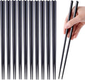 10 Pairs Fiberglass Chopsticks Non-Slip Tips, Dishwasher Safe & Reusable Japanese Korean Chopsticks for Sushi Ramen, 9.63 inch/24.5cm Chop Sticks for Family Restaurant - Black
