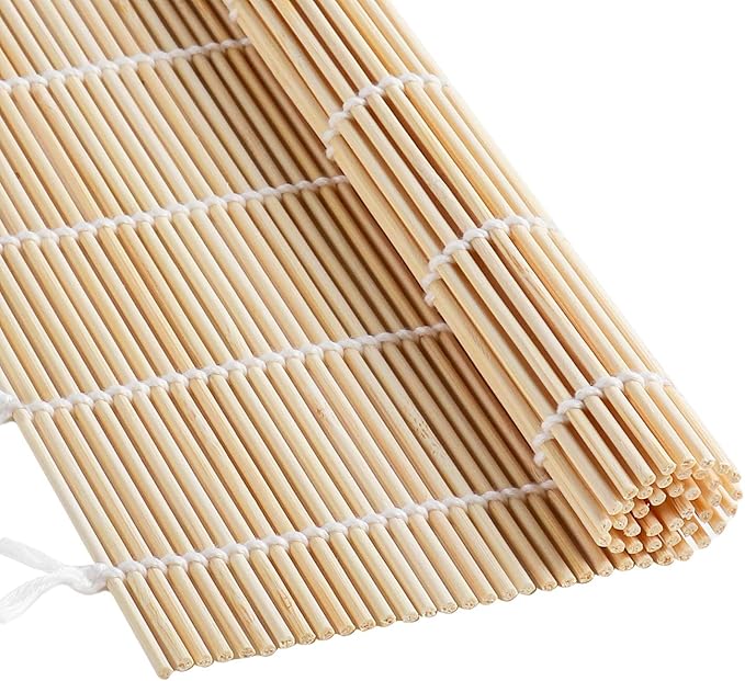 FUNGYAND Bamboo Sushi Rolling Mat with 2 Pairs of Chopsticks Natural Bamboo 9.5"x9.5" 2 Pcs Sushi Making Kit