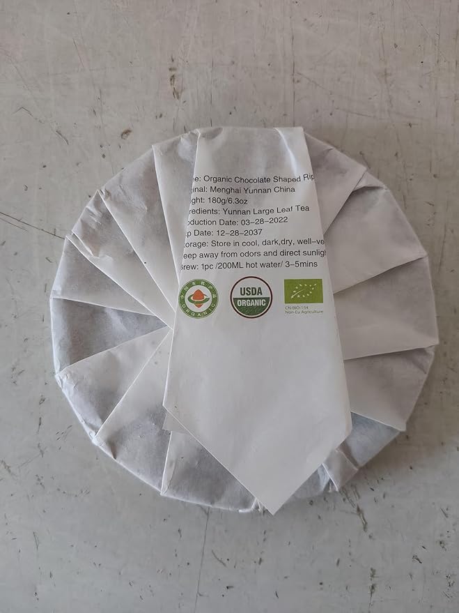 LWXLJMJZC－USDA certified Organic Chocolate Shaped Ripe Puerh Tea Cake -40pcs(180g/6.3oz) Cook Pu-erh Puer Black Pu'erh -Yunnan Chinese Pu er -Easy To Take Out