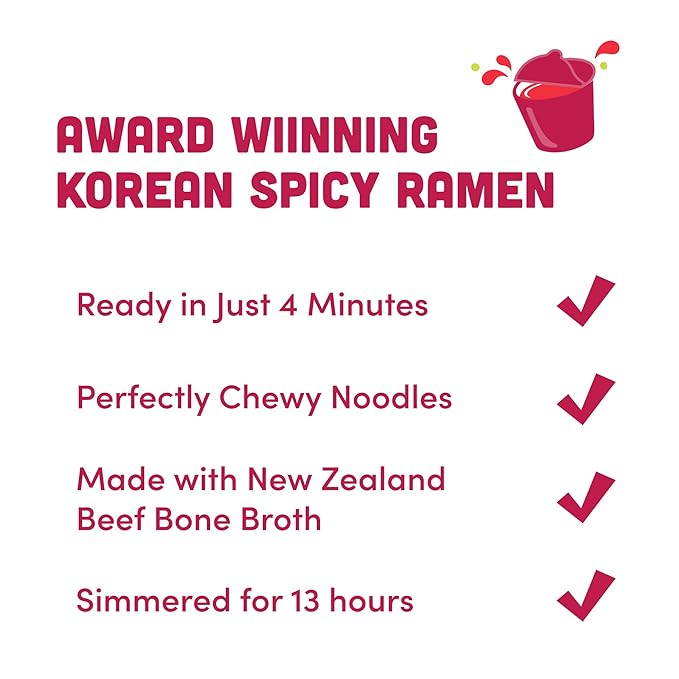 OTOKI Jin Ramen Spicy Cup Noodles – Authentic Korean Instant Cup Ramen with 13-Hour Simmered Beef Bone Broth, Bold & Fiery Flavor, Ready in 4 Minutes, 2.29 oz (Pack of 6)